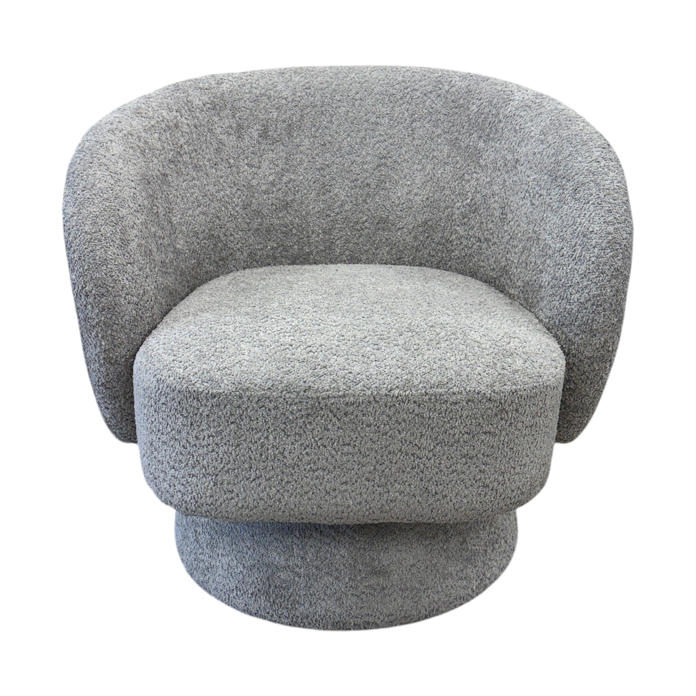 Jenna swivel armchair in Lava fabric with a contemporary curved design.