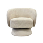 Jenna swivel armchair in Pebble fabric with a modern curved silhouette.