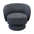 Jenna swivel armchair in Shadow fabric with a modern curved design.