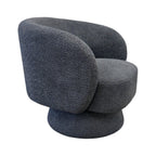Side profile of the Jenna swivel armchair in Shadow with a concealed swivel base.