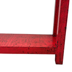 Leg detail and finish of juniper console in chilli red