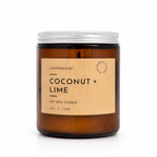 Lantern Cove Glo Coconut & Lime soy wax candle in amber glass jar with silver lid