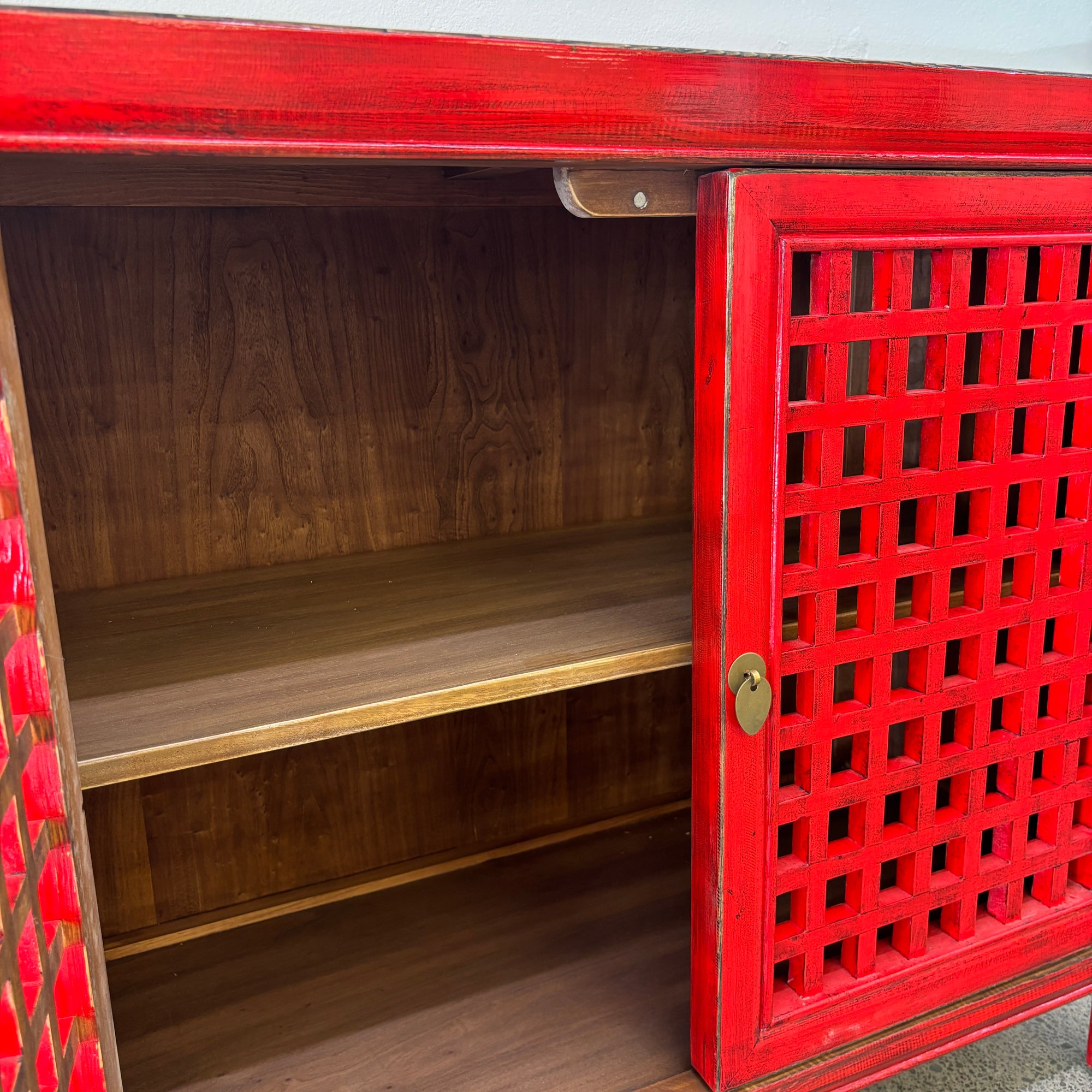 Lattice 2 Door Cupboard - Red