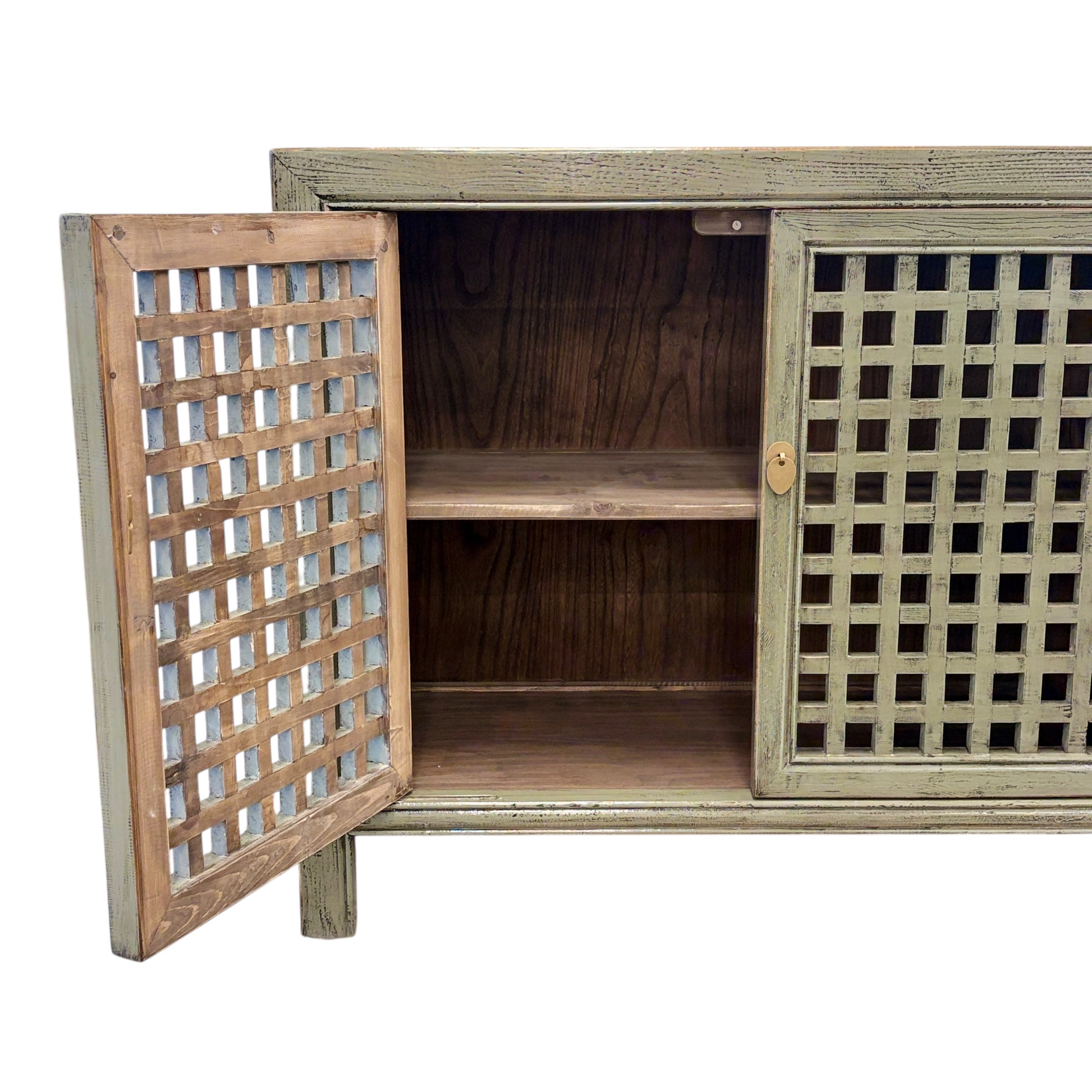 Lattice 2 Door Cupboard - Smoke