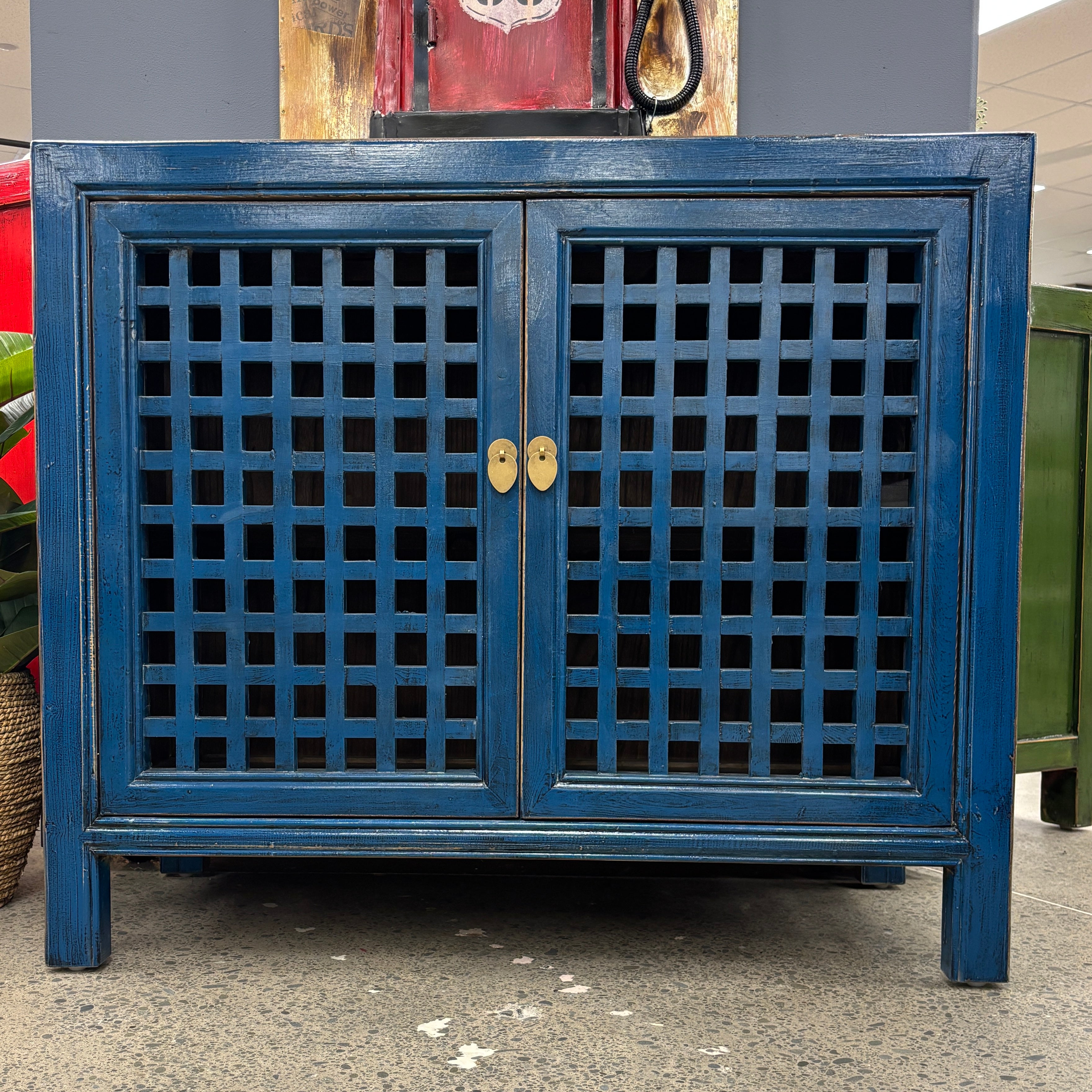 Lattice 2 Door Cupboard - Royal Blue
