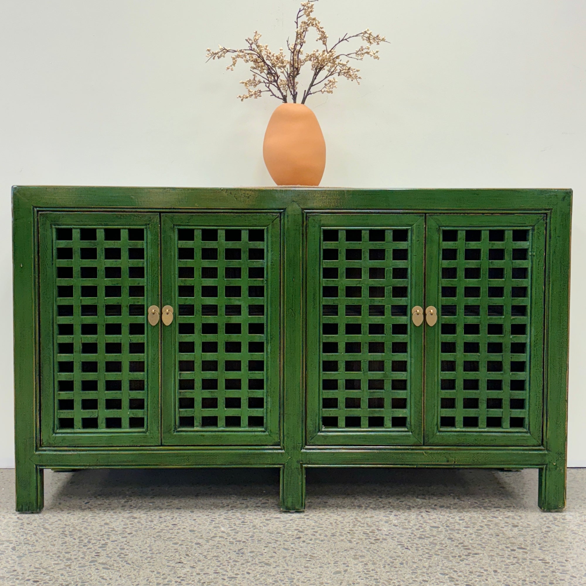 Lattice 4 Door Sideboard - Emerald Green