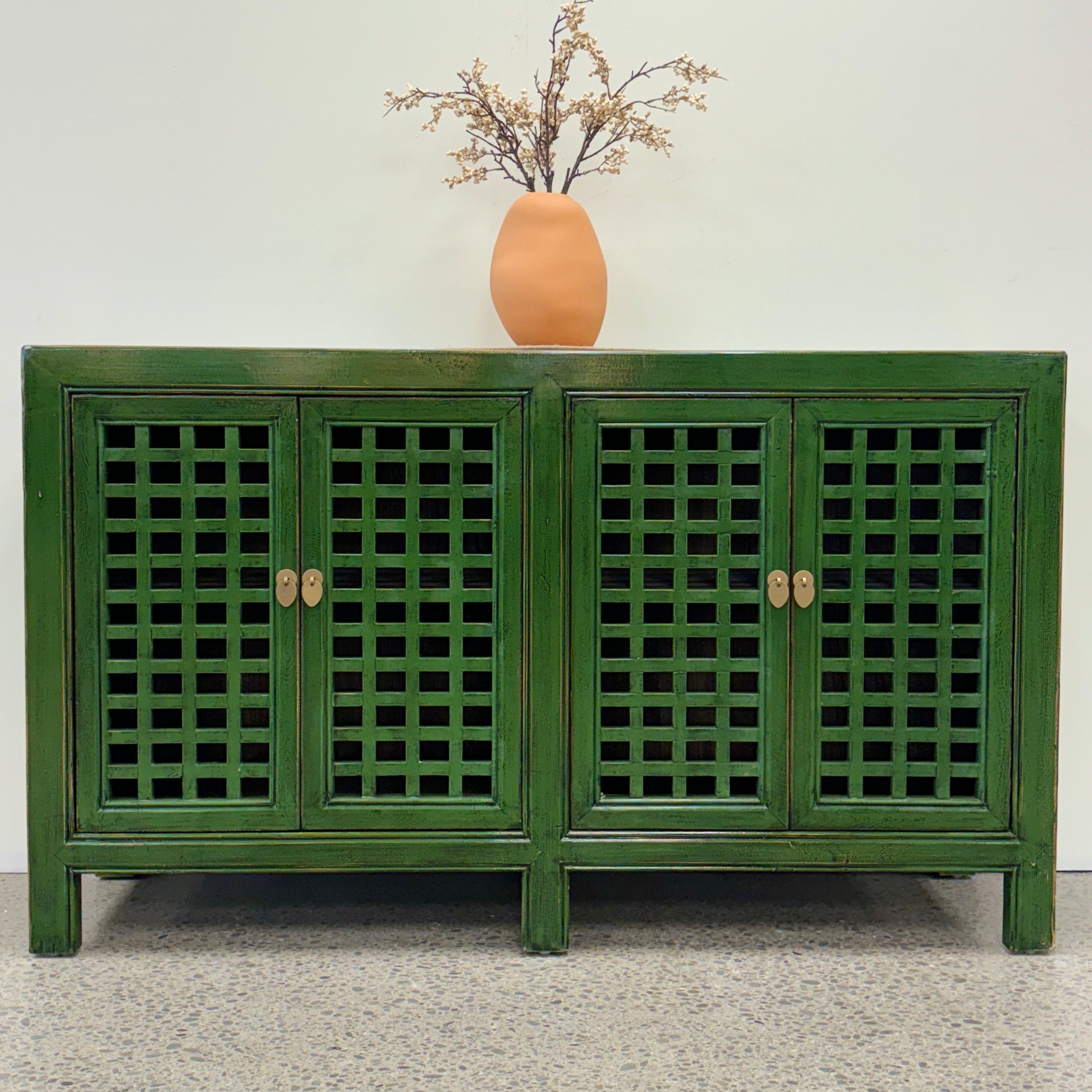 Lattice 4 Door Sideboard - Emerald Green