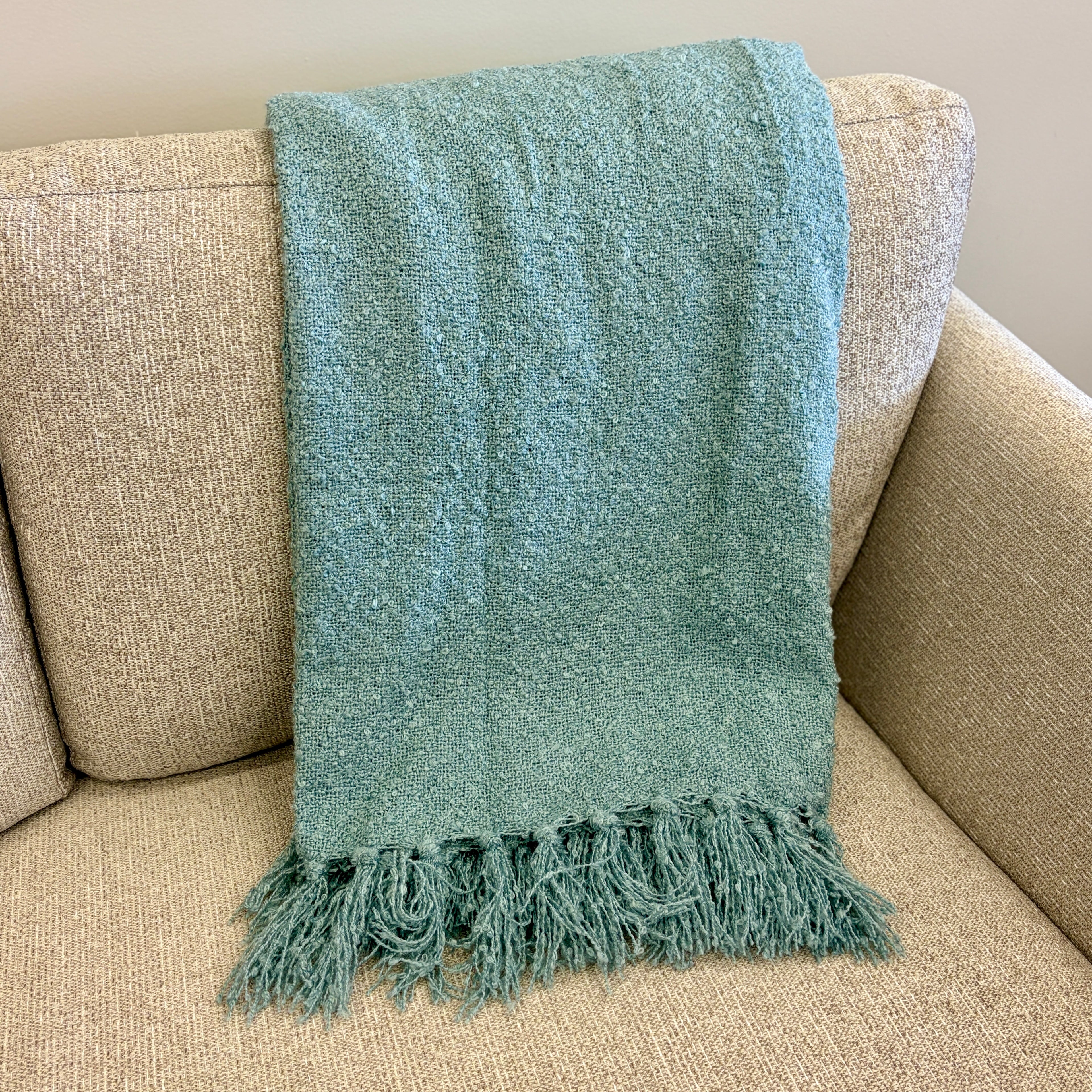Limon Boucle Yarn Throw - Duck Egg