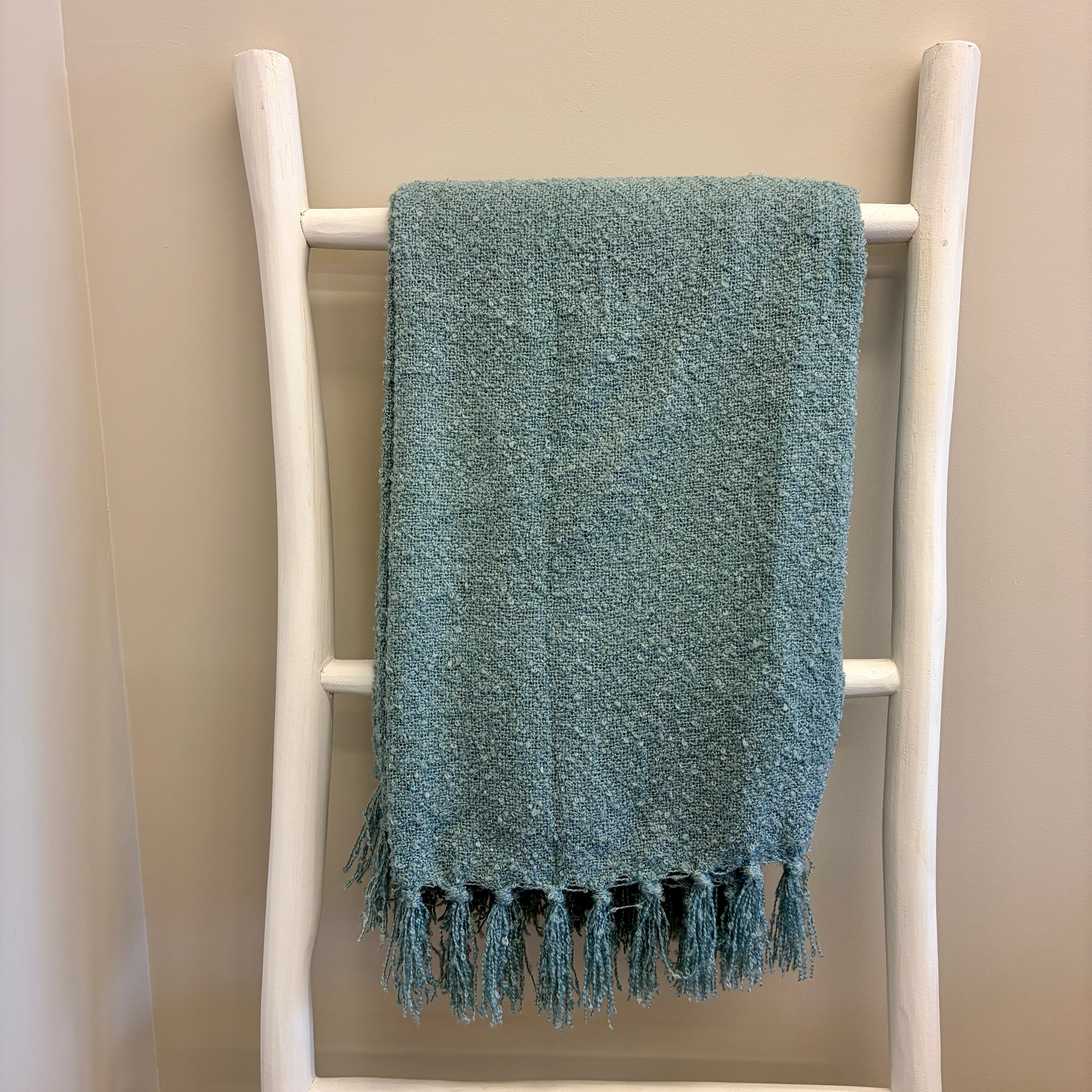 Limon Boucle Yarn Throw - Duck Egg