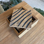 Carved Wood Coasters - Burnt Stripe