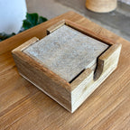 Carved Wood Coasters - Whitewash