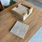 Carved Wood Coasters - Whitewash