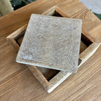 Carved Wood Coasters - Whitewash