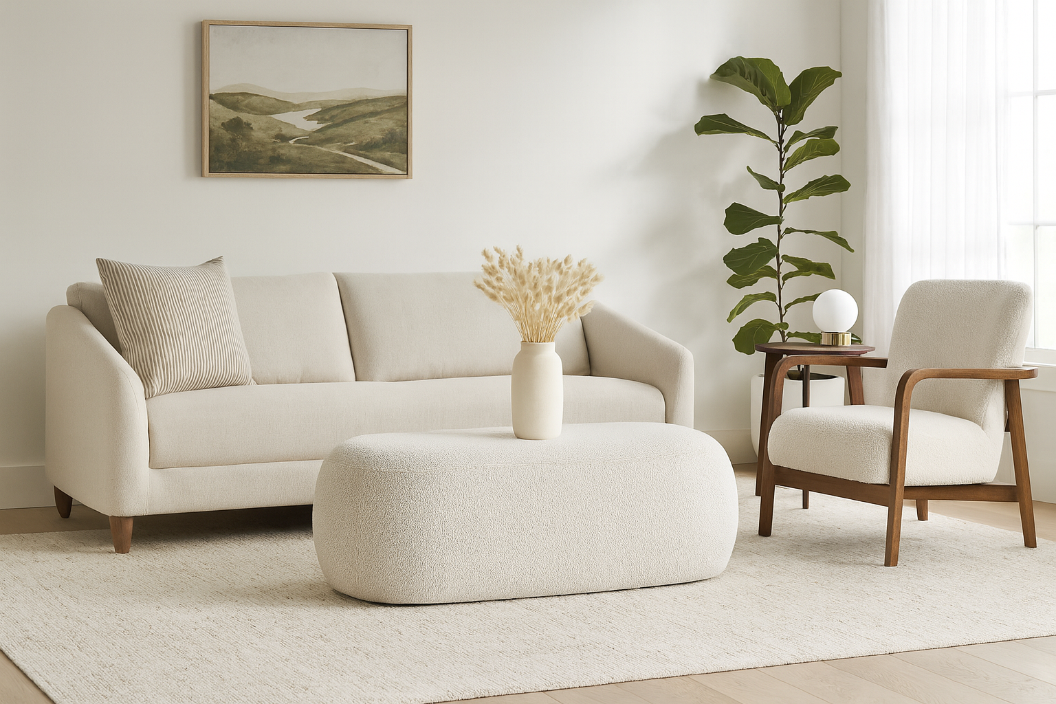 Metro Oval Ottoman - Sand