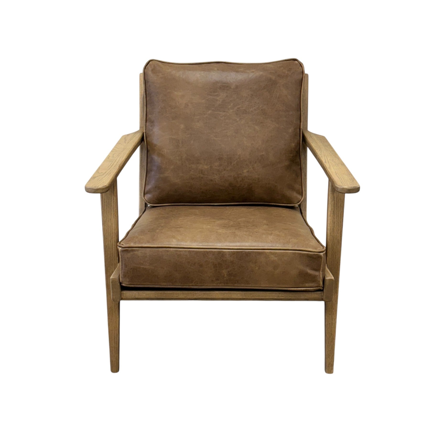 Overhead view of the Nero armchair, showing the generously padded seat and leather upholstery.