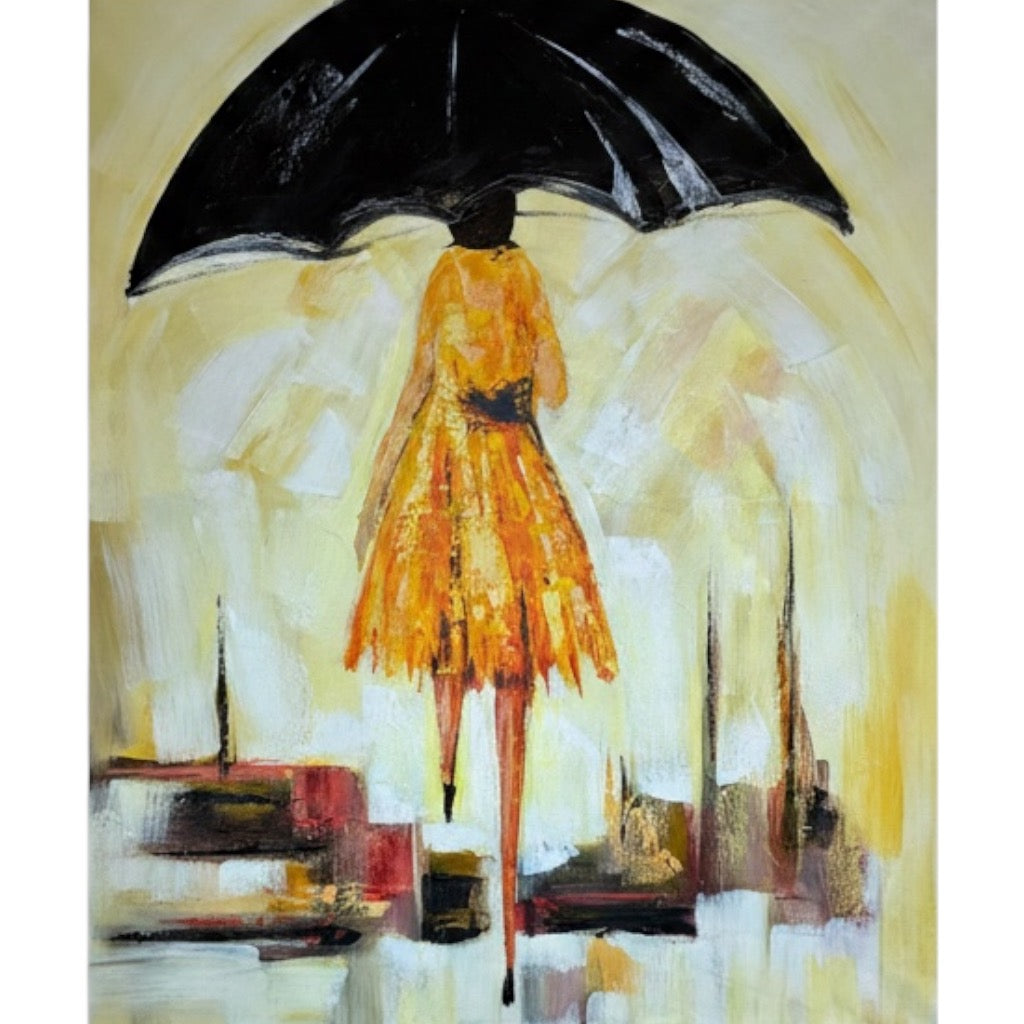 The Umbrella Walk - Painted Canvas