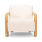 Post armchair with contemporary design, upholstered seat and solid timber frame.