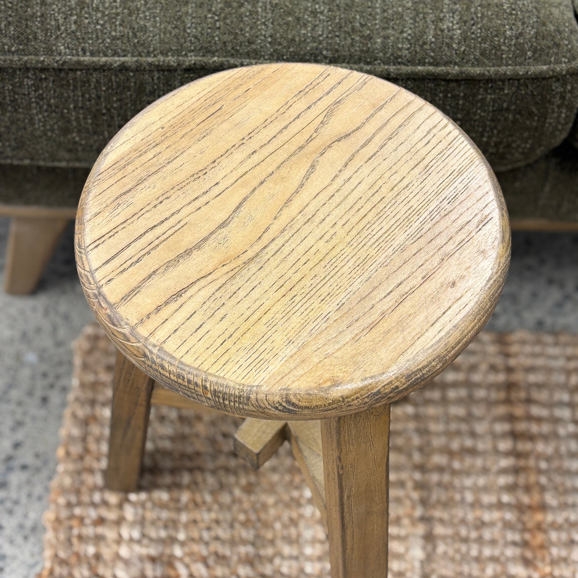 Round Top Stool - Vintage Elm