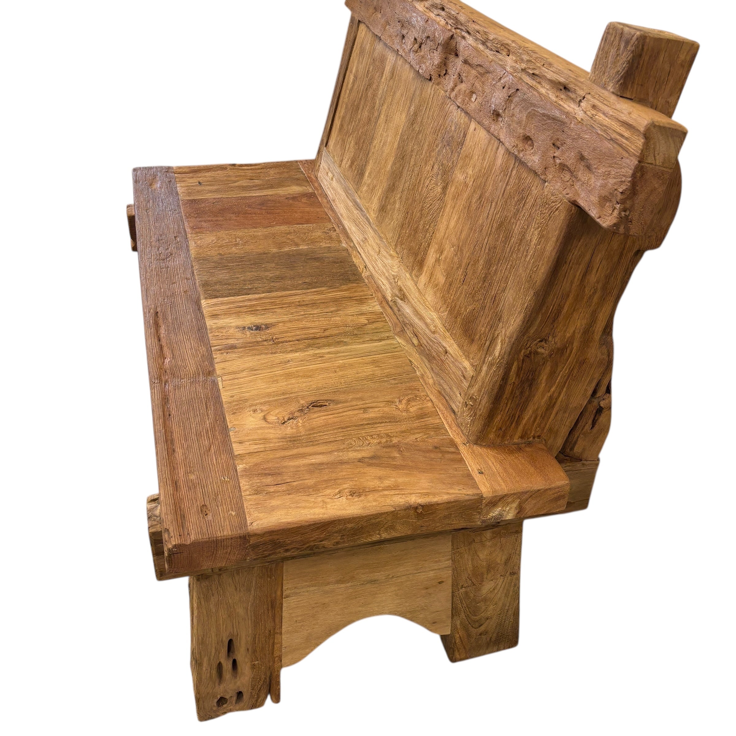 Rustic Teak Outdoor Bench - 1.2m