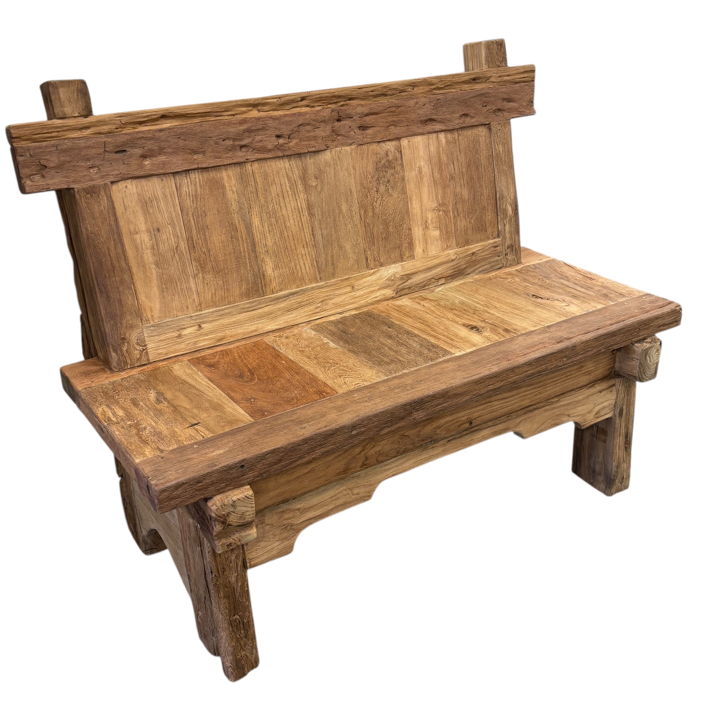 Rustic Teak Outdoor Bench - 1.2m