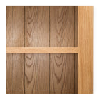 Close up of Salisbury Bookcase showing natural American white oak grain and hand waxed finish