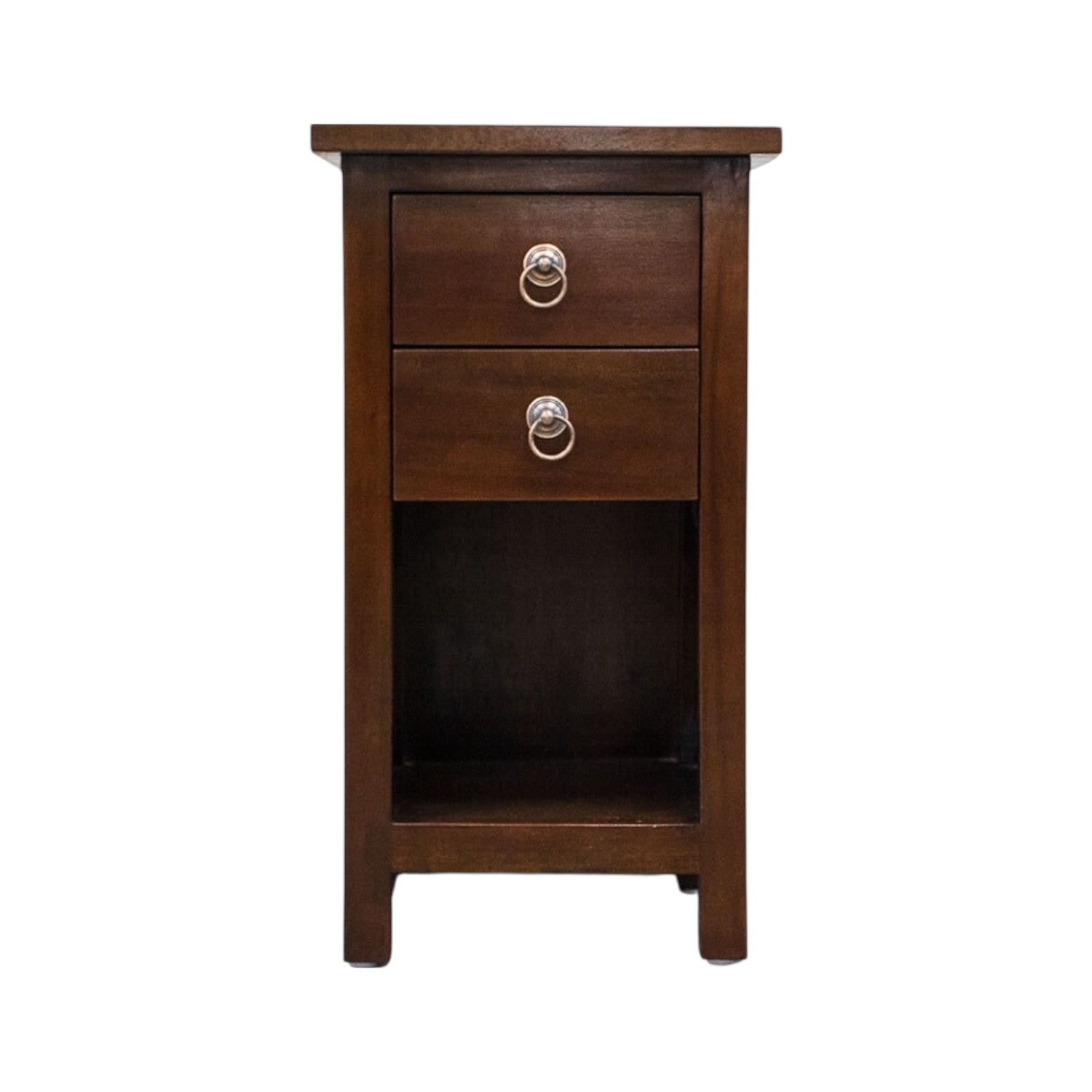 Slat Side 2 Drawer Bedside - Mahogany