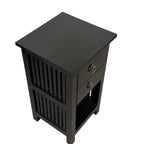 Slat Side Mahogany Bedside Cabinet 2 Drawer - Black