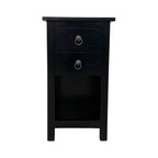Slat Side Mahogany Bedside Cabinet 2 Drawer - Black
