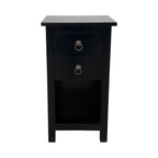 Slat Side Mahogany Bedside Cabinet 2 Drawer - Black