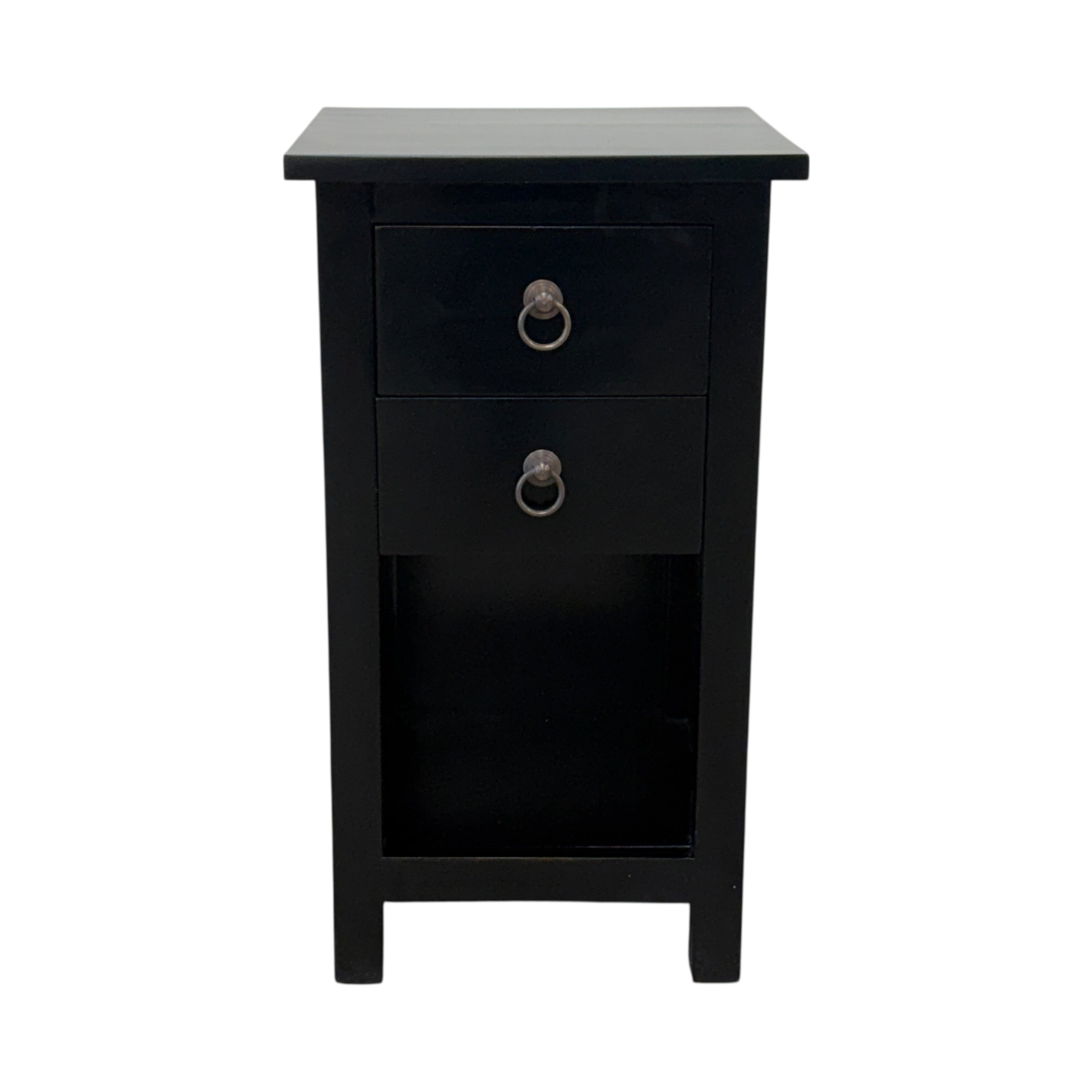 Slat Side Mahogany Bedside Cabinet 2 Drawer - Black