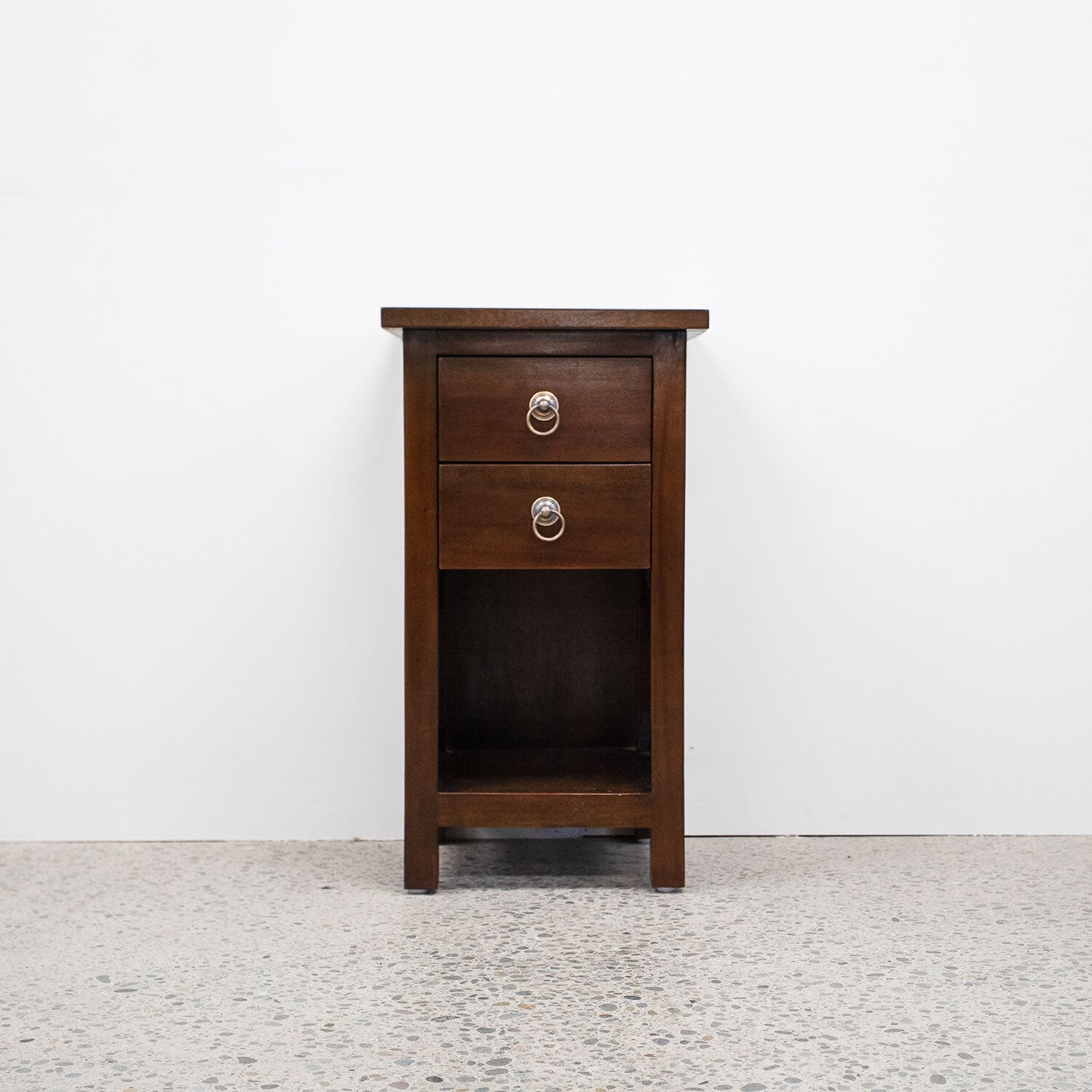 Slat Side 2 Drawer Bedside - Mahogany