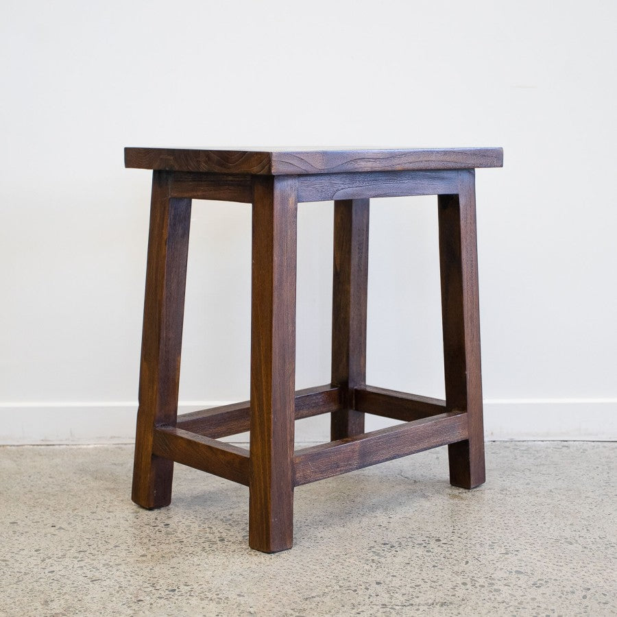 Rectangular Top Stool - Rustic Teak