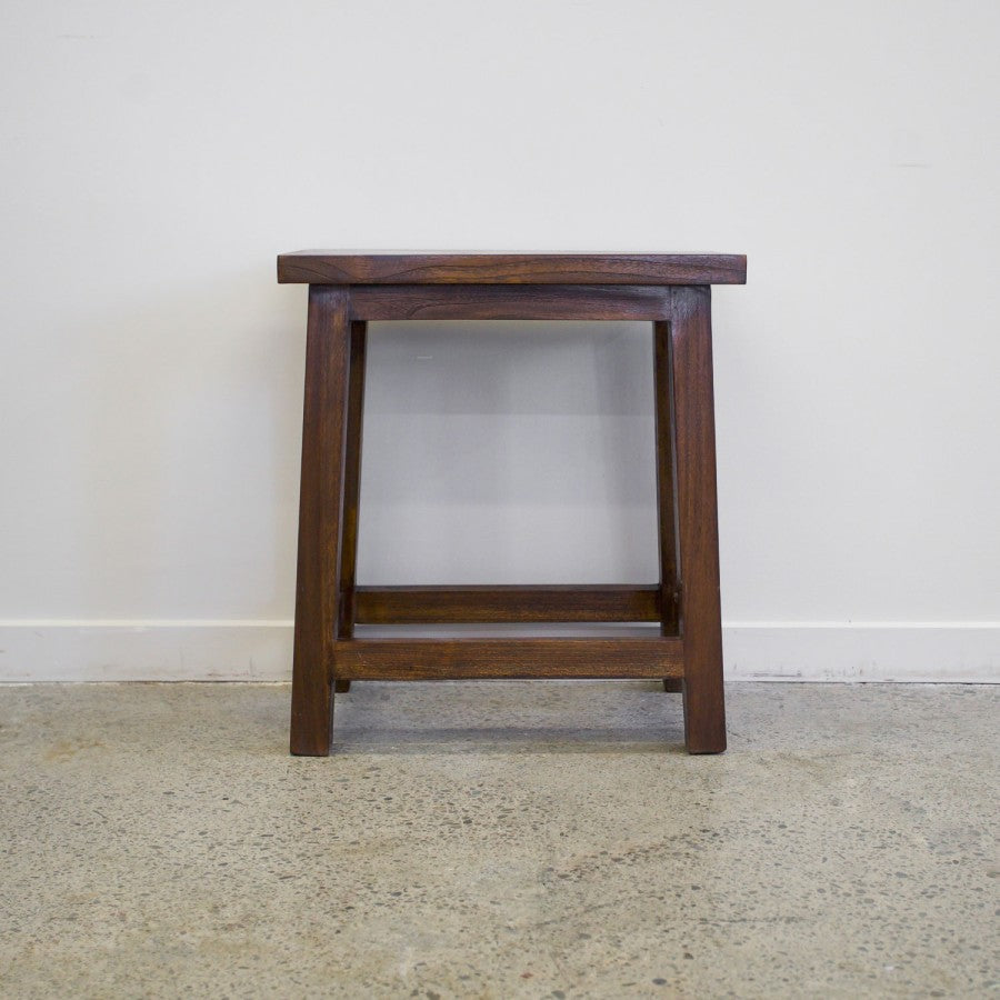 Rectangular Top Stool - Rustic Teak