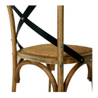 Villa dining chair in smoked oak with woven rattan seat and metal cross back and bentwood frame