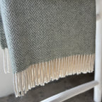 Woola 100% NZ Wool Throw - Pistachio Green Herringbone