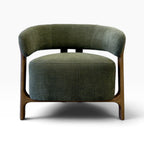 Aiden Chair in Kiwi with curved upholstered backrest, generously padded seat and timber frame