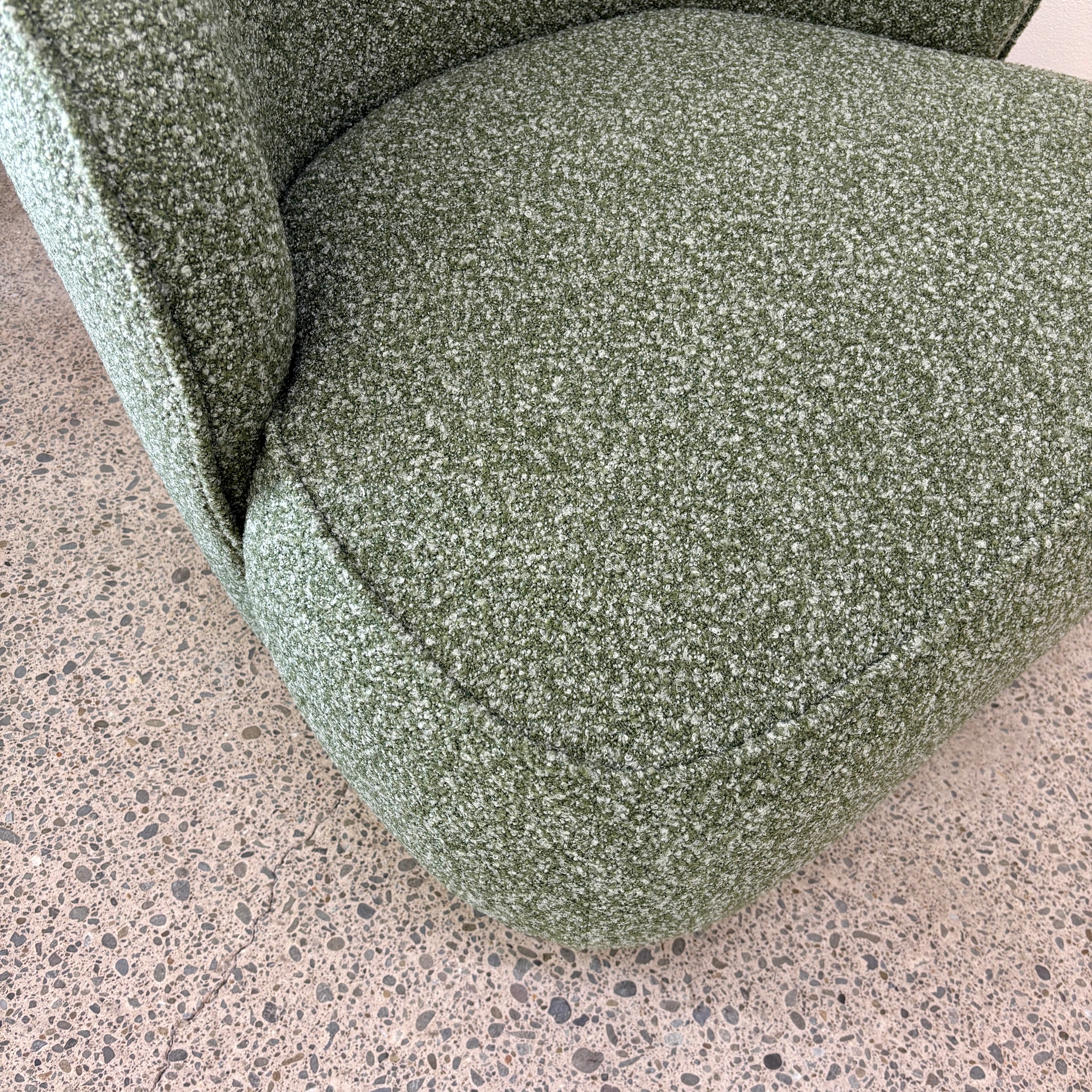 Close-up of the Arlo Chair's Fern fabric upholstery, showcasing the soft woven texture and quality finish.