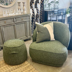 Arlo Chair in Fern styled in a contemporary living room with natural timber furniture and complementary décor.