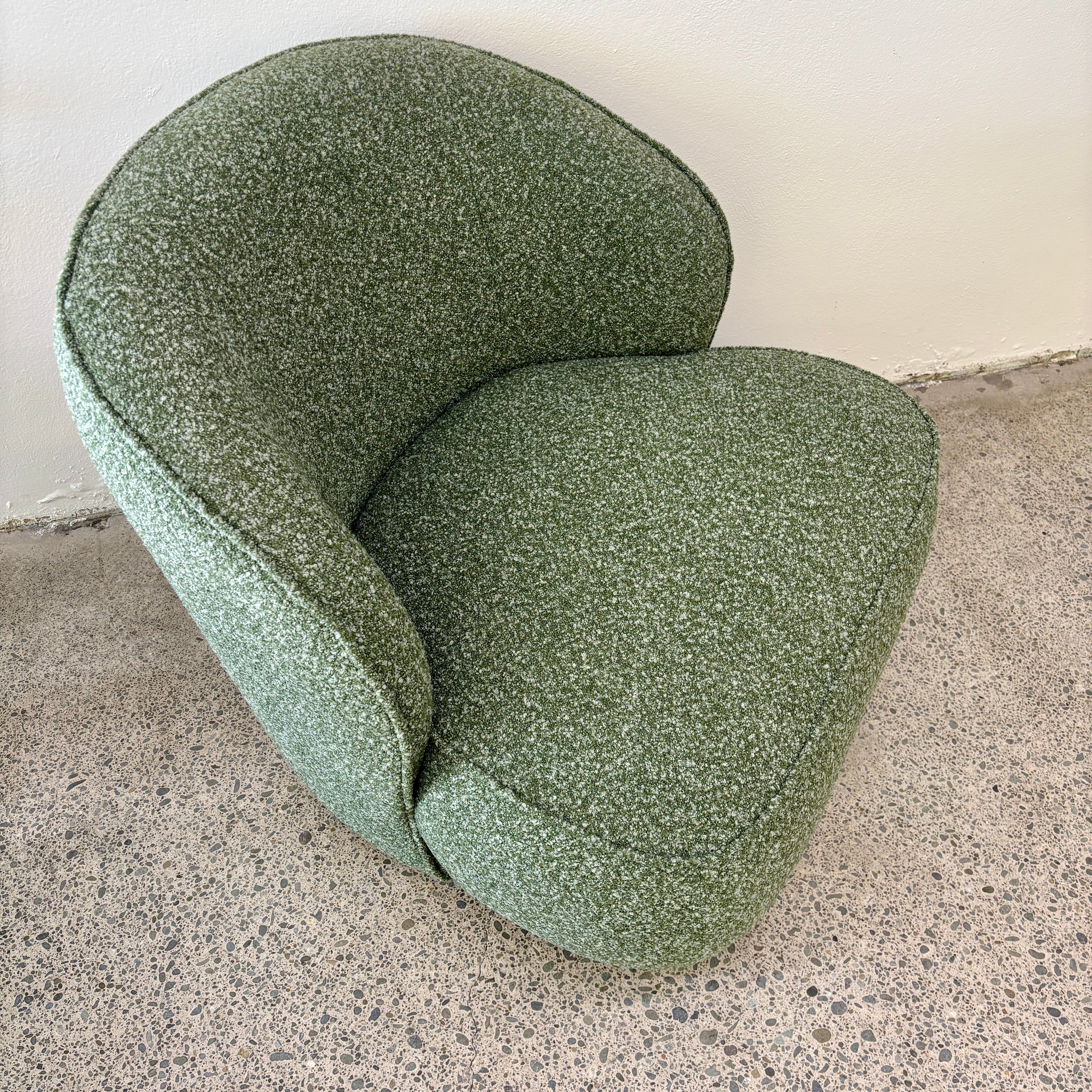 Overhead view of the Arlo Chair in Fern, highlighting the generous seat cushion and supportive back cushions.