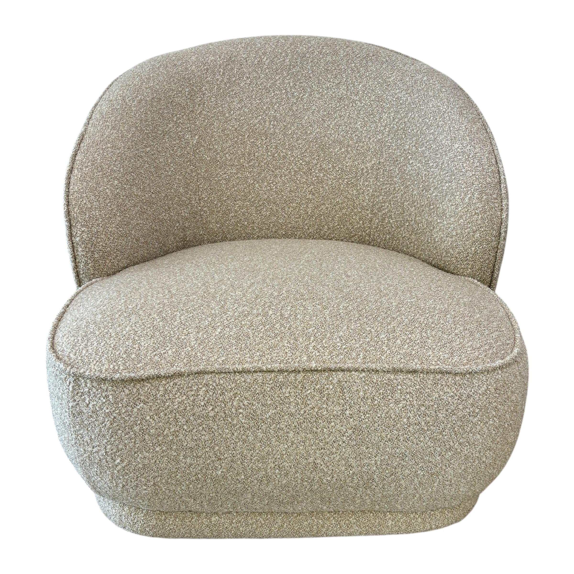 Arlo Chair in Grain with a sculptural curved design, generously cushioned seat and soft textured upholstery.