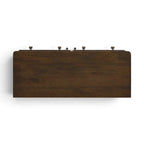 Front view of the Byron 2 Door Sideboard in Antique Brown mango wood with two drawers, two cupboard doors and tapered legs.