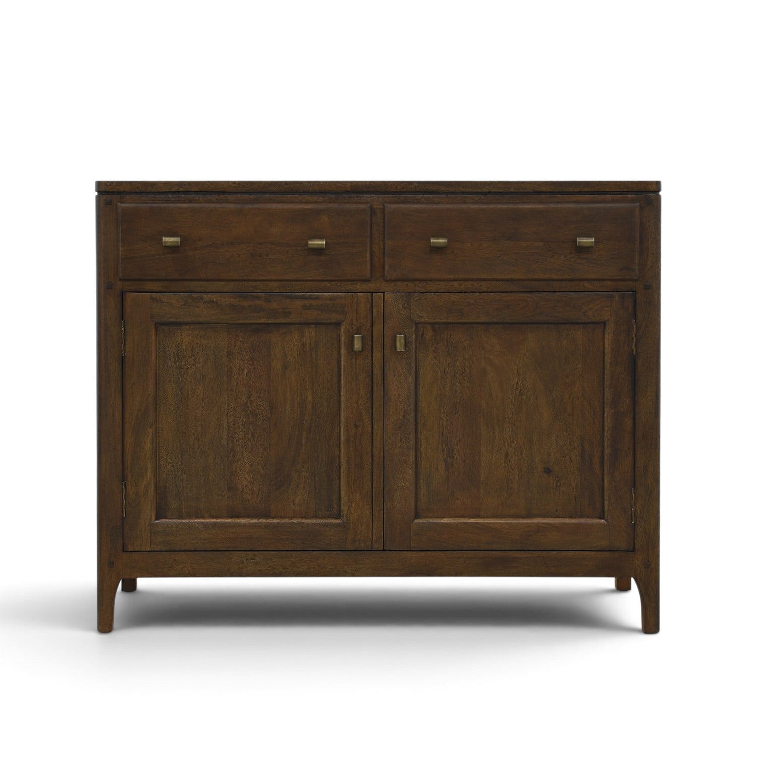 Top view of the Byron 2 Door Sideboard showing the natural grain and warm Antique Brown finish of the solid mango wood.