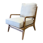 Side profile of the Cameron Chair in Natural with a supportive upholstered seat and solid timber frame.