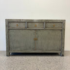 Cass Sideboard Sage Grey front view with three drawers and two cupboard doors