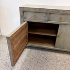 Cass Sideboard Sage Grey with cupboard open showing internal shelf storage