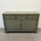 Cass Sideboard in Sage Grey showing distressed finish, drawers and cupboard storage