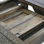 Close-up of the Cross Leg Extension Dining Table showing the built-in extension leaf and timber extension mechanism beneath the tabletop.