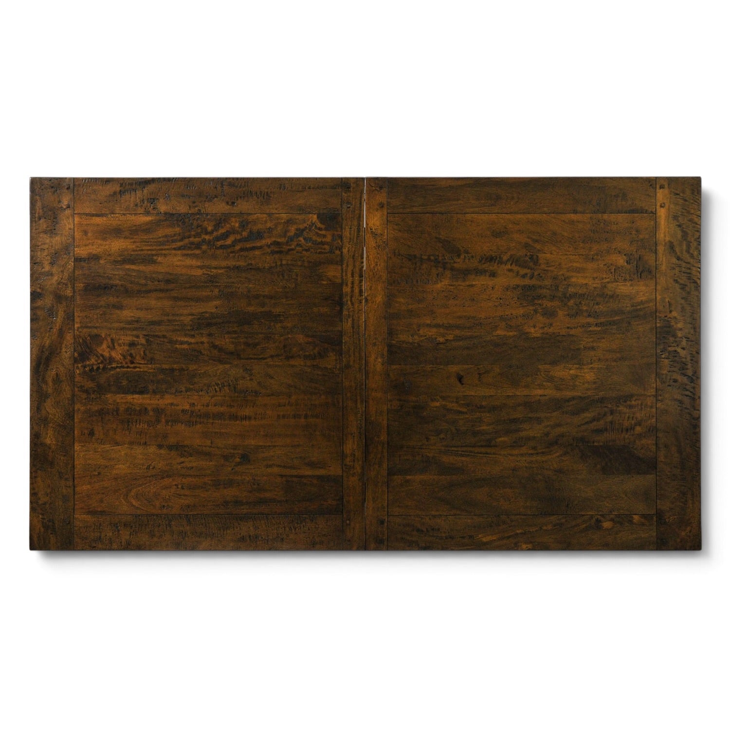 Overhead view of the Cross Leg Extension Dining Table showing the natural timber grain and panelled tabletop design.