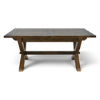 Side and angled view of the Cross Leg Extension Dining Table showing the solid timber top, cross-leg base and central support stretcher.