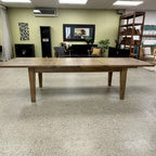 The Double Leaf Extension Table on display in our Christchurch showroom, showcasing its timeless design and substantial solid timber construction.